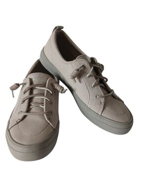 Sperry Topsider Crest Vibe Canvas Sneakers Beige Memory Foam Women's Size 7.5